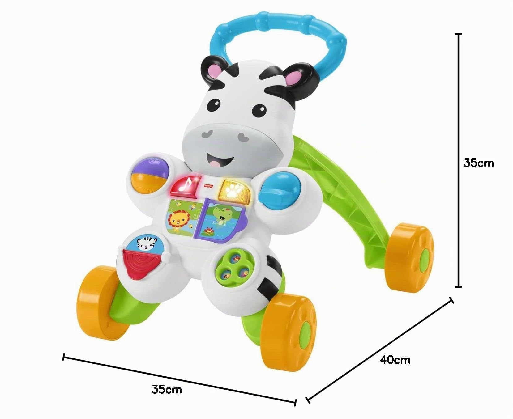 Fisher-Price Zebra Primi Passi Spingibile, Giocattolo Elettronico Educativo con Musica e Suoni, Adatto per Bambini dai 6 Mesi, DLD80