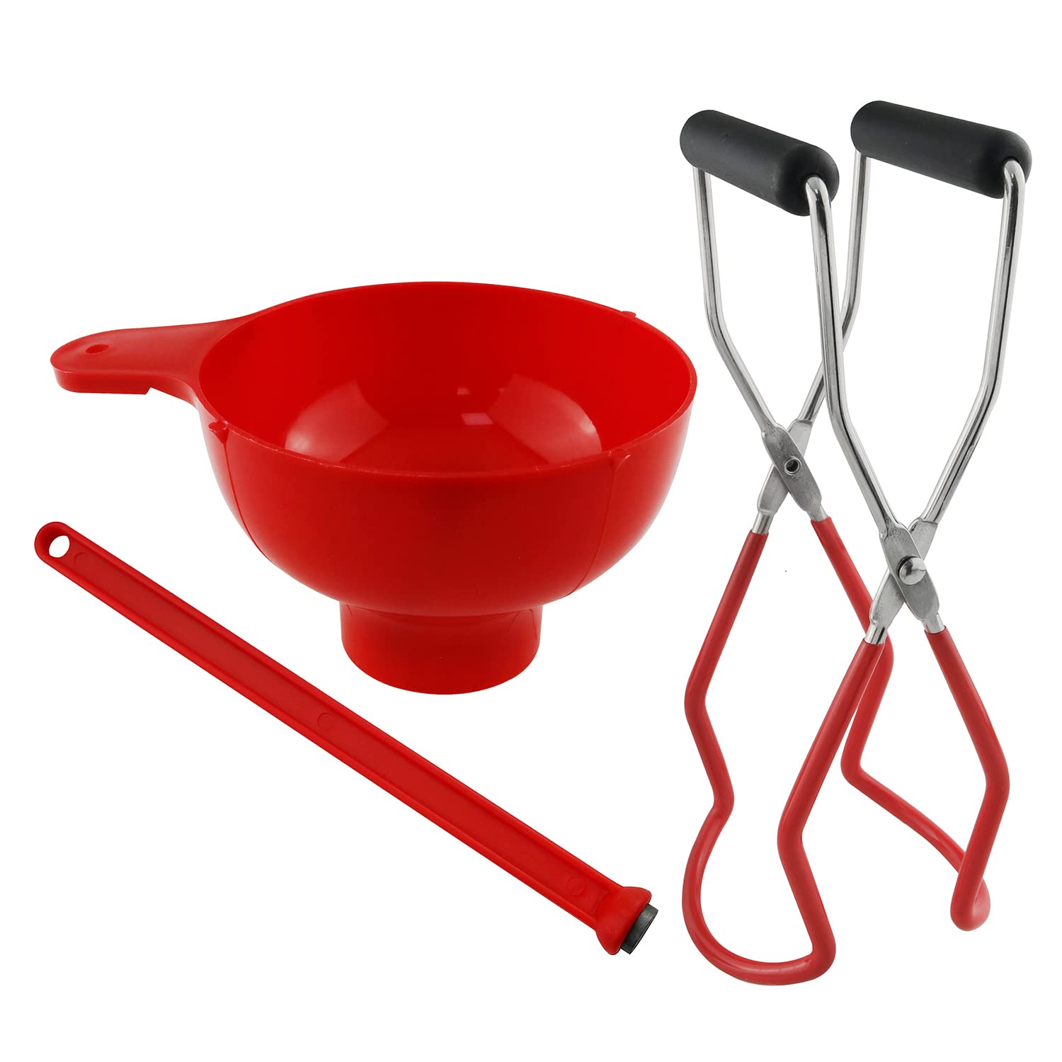 Canning Essentials Kit ZZLZX 1Set Red Wide Mouth Canning Funnel Magnetic Lid Wand Canning Tong Kit for Canning Jars Anti-Scald Kitchen Tools