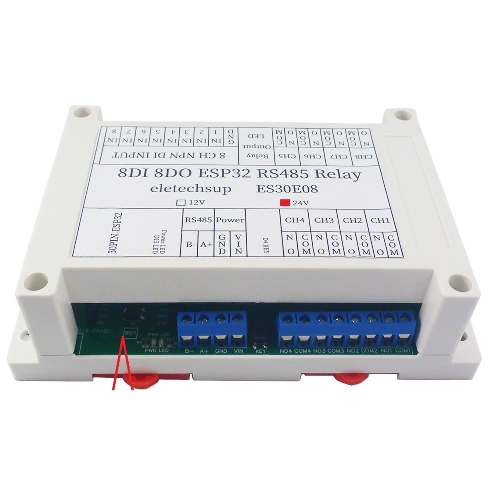 1 pz 8 canali DC 12V 24V relè Wi-Fi 30 pin ESP32 scheda di espansione programmabile modulo Modbus RS485 IO(DC 24V)