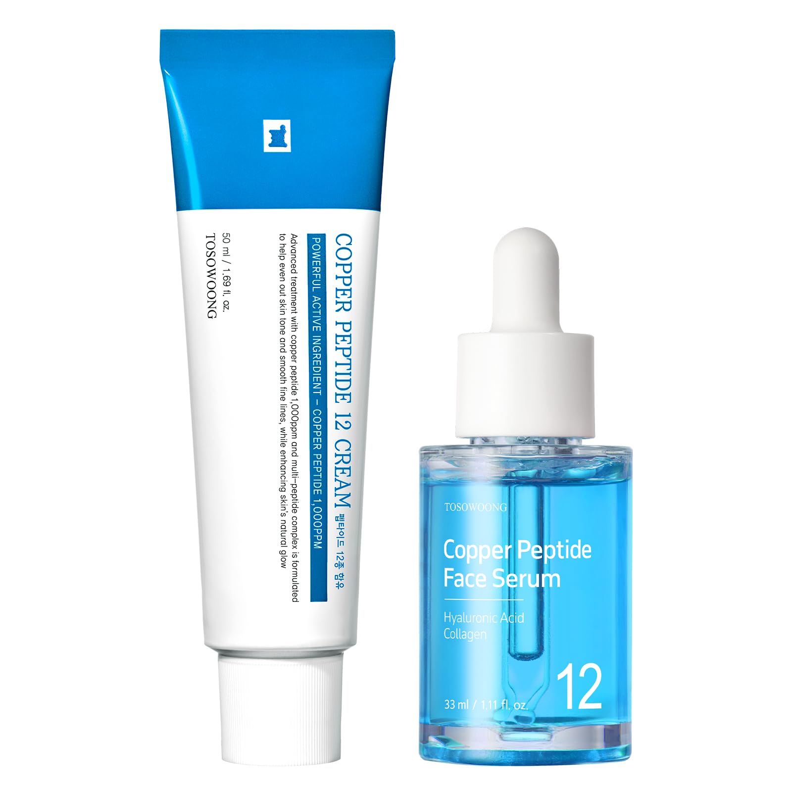 TOSOWOONG Ultimate Anti-Aging & Firming Duo: Copper Peptide 12 Cream & Copper Peptide Face Serum für jugendliche, strahlende Haut