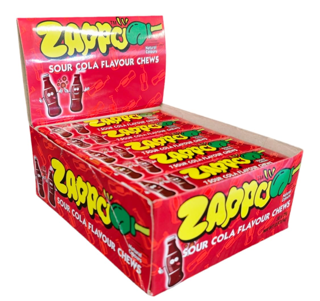 Zappo Sour Cola Chews 30 x 29 g Bulk Pack Classic Cola Treat Sticks