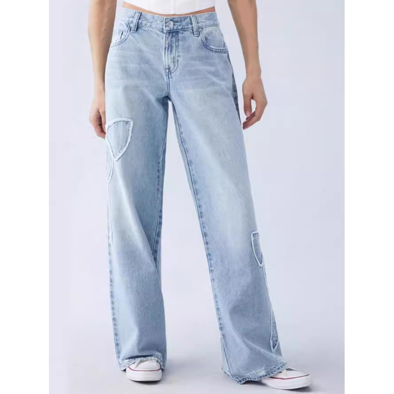Damskie Spodnie Jeansowe Typu Stretch Fit z Prostymi Luźnymi Nogawkami Spodnie Jeansowe Baggy Stretch z Wysokim Stanem I Szerokimi Nogawkami Spodnie Jeansowe Mom Jeans z Prostymi