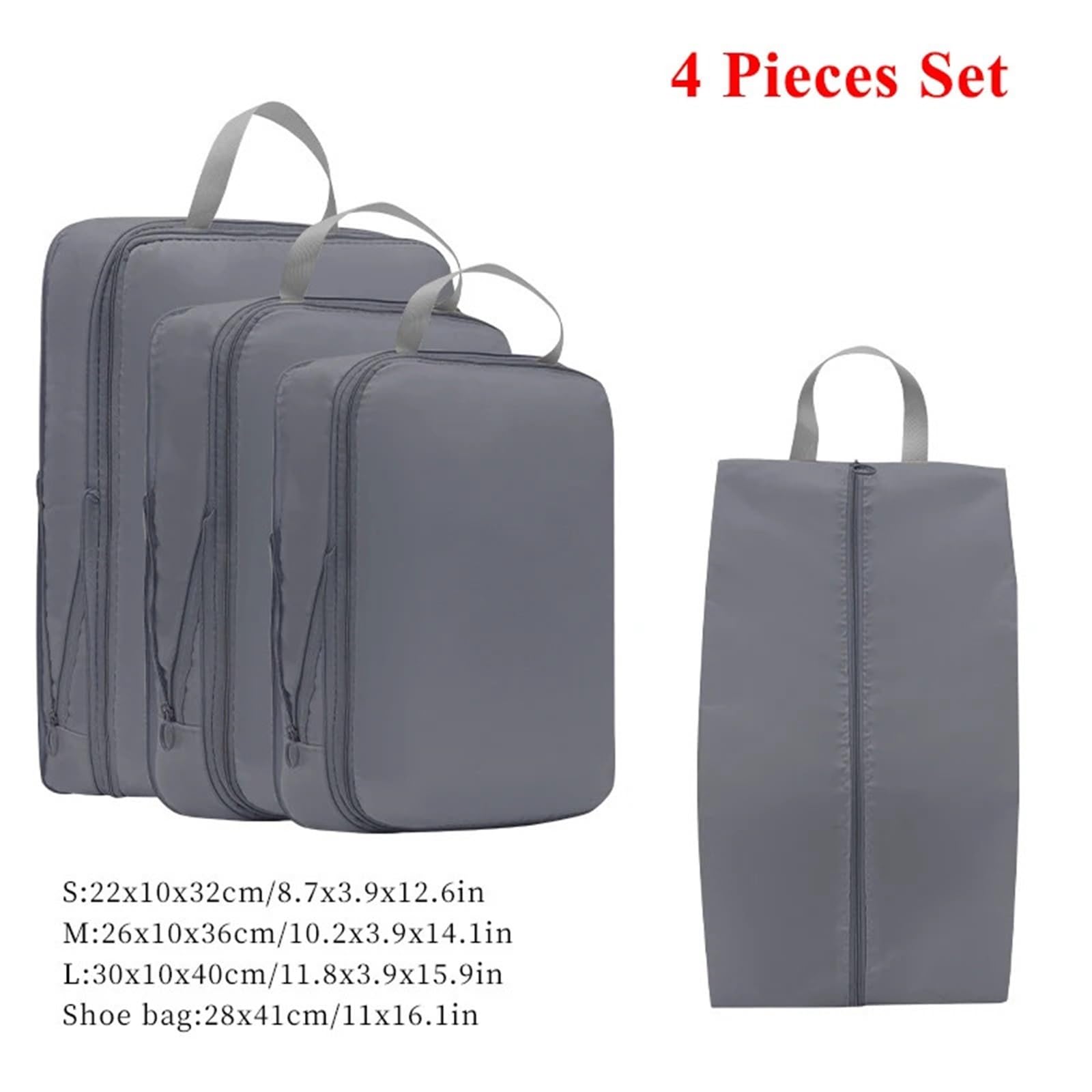 Set da 4 cubi viaggio salvaspazio for vestiti, calzini, organizer a compressione, borsa portatile for scarpe Organizer per valigie(Darkblue-A)
