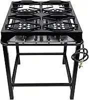 Fogão Industrial 4 Bocas Alta Pressão COMPLETO + Kit Gás P13 | Cozimento Ultra Rápido | Limpeza Fácil, Grelhas 30x30 Reforçadas, Ideal para Delivery, Restaurantes e Bares, 65x65x80 cm