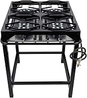 Fogão Industrial 4 Bocas Alta Pressão COMPLETO + Kit Gás P13 | Cozimento Ultra Rápido | Limpeza Fácil, Grelhas 30x30 Reforçadas, Ideal para Delivery, Restaurantes e Bares, 65x65x80 cm