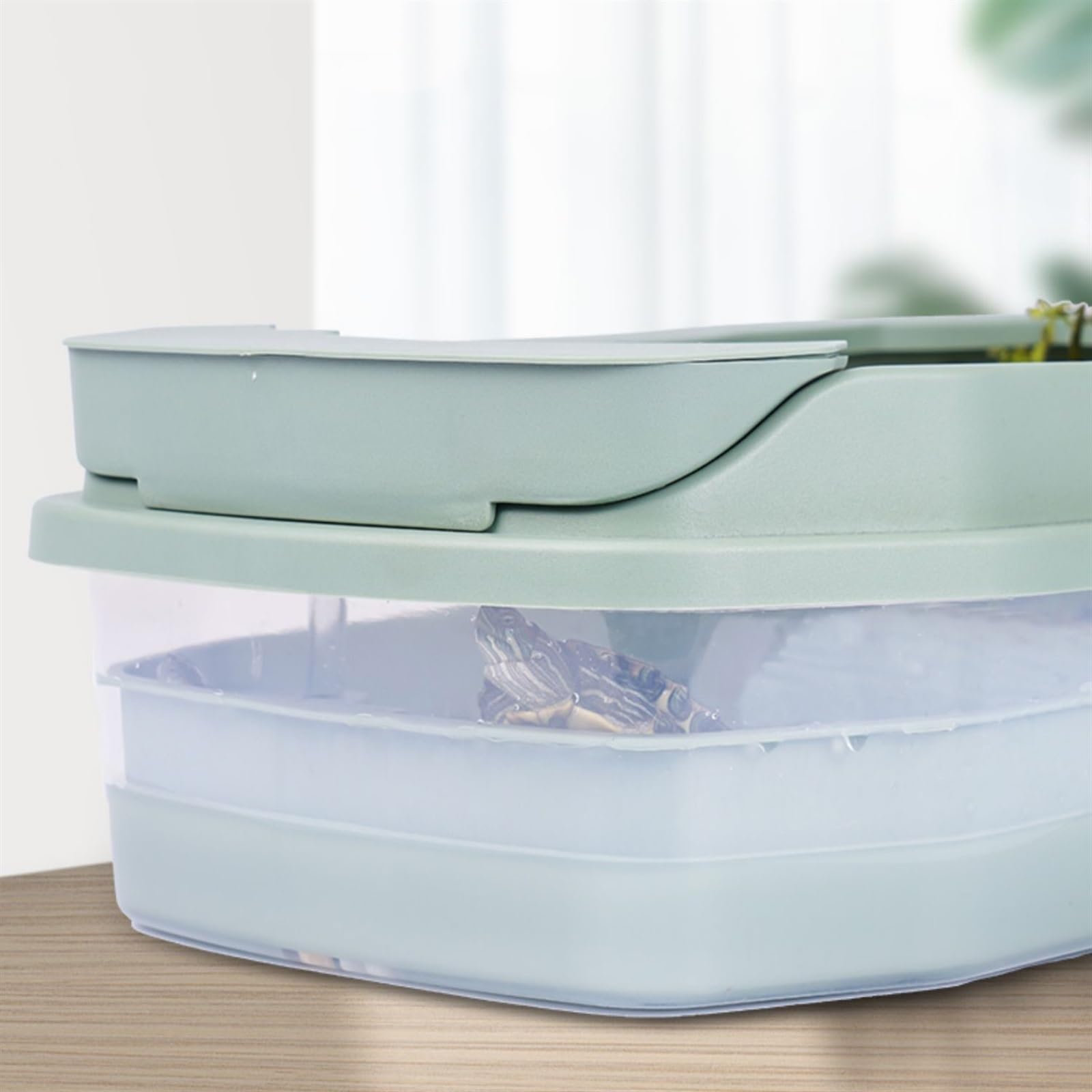 Aquarium Aquarium, Schildkrötenbecken mit Sonnendeck, kann Wasserpflanzen züchten, kleines Aquarium, Schildkrötenbox, große Heimtierfütterung, um ein Entkommen zu verhindern Aquarium Starter Kits(Klei