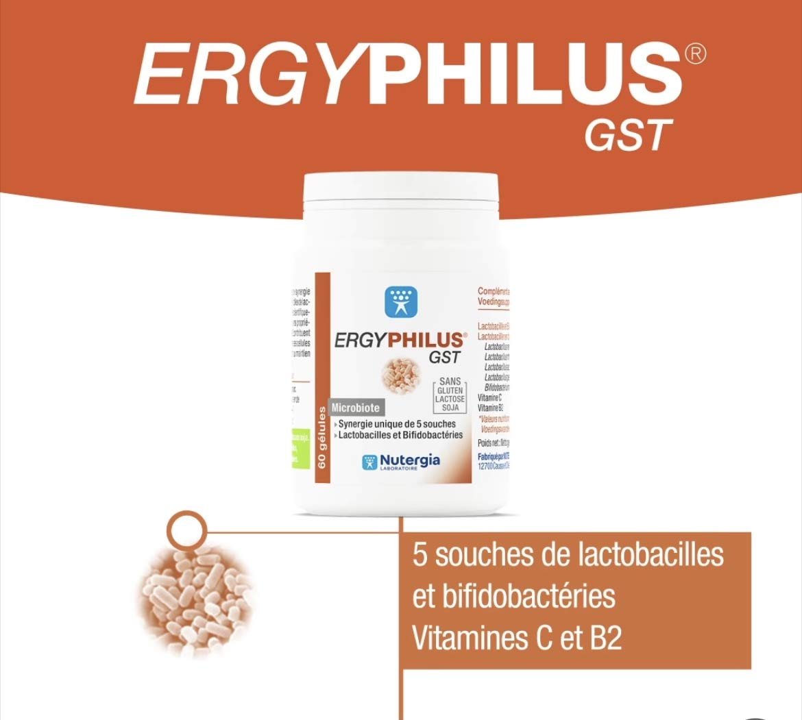 ERGYPHILUS GST Complément alimentaire à base de 5 souches de lactobacilles et bifidobactérie - Lot de 2 Boites de 60 Gélules (2)
