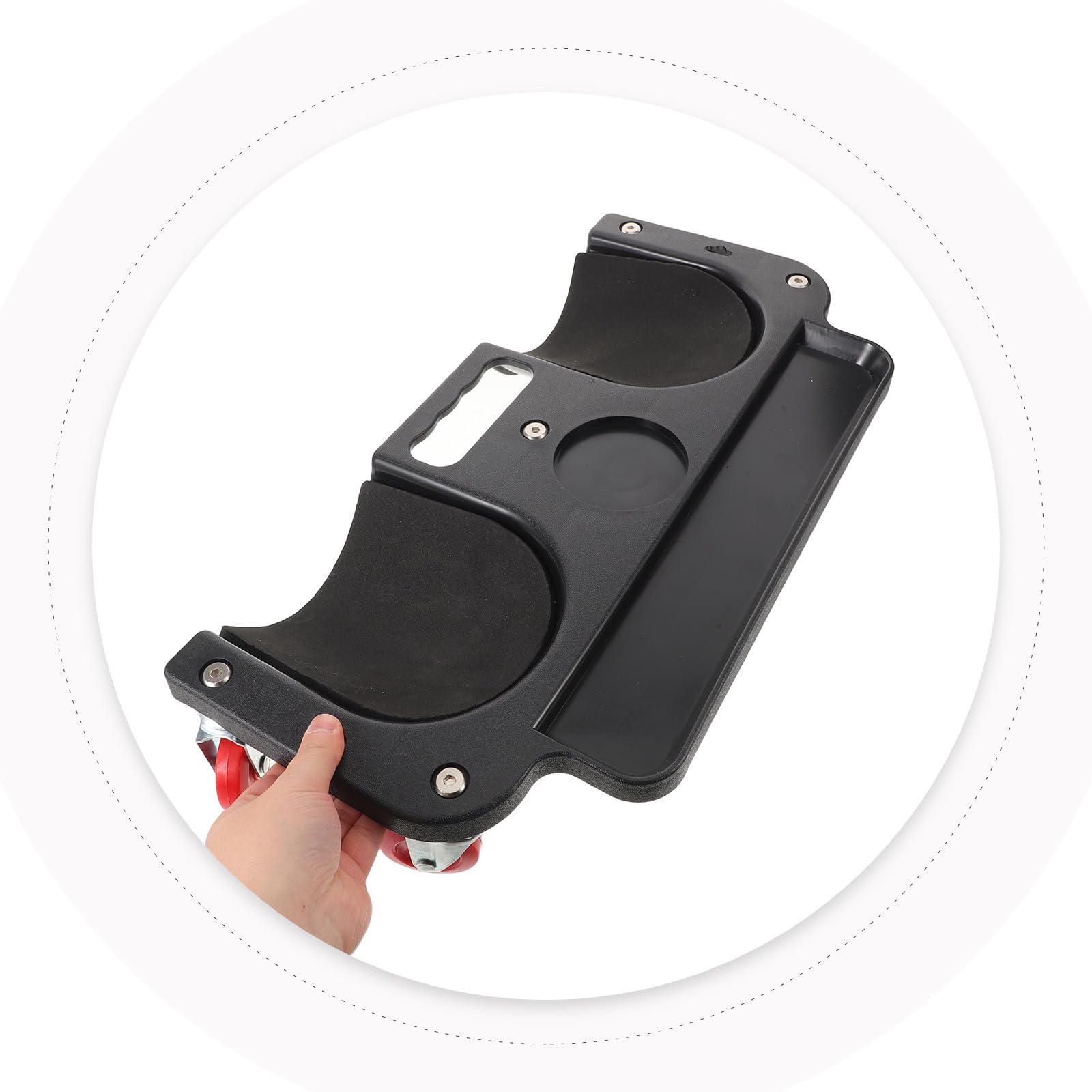 Cabilock Rodillera con Ruedas Giratorias para Taller y Reparación de Coches | Negro, Pe y Metal, Uso en Exteriores, Protección de Rodillas, Diseño Práctico