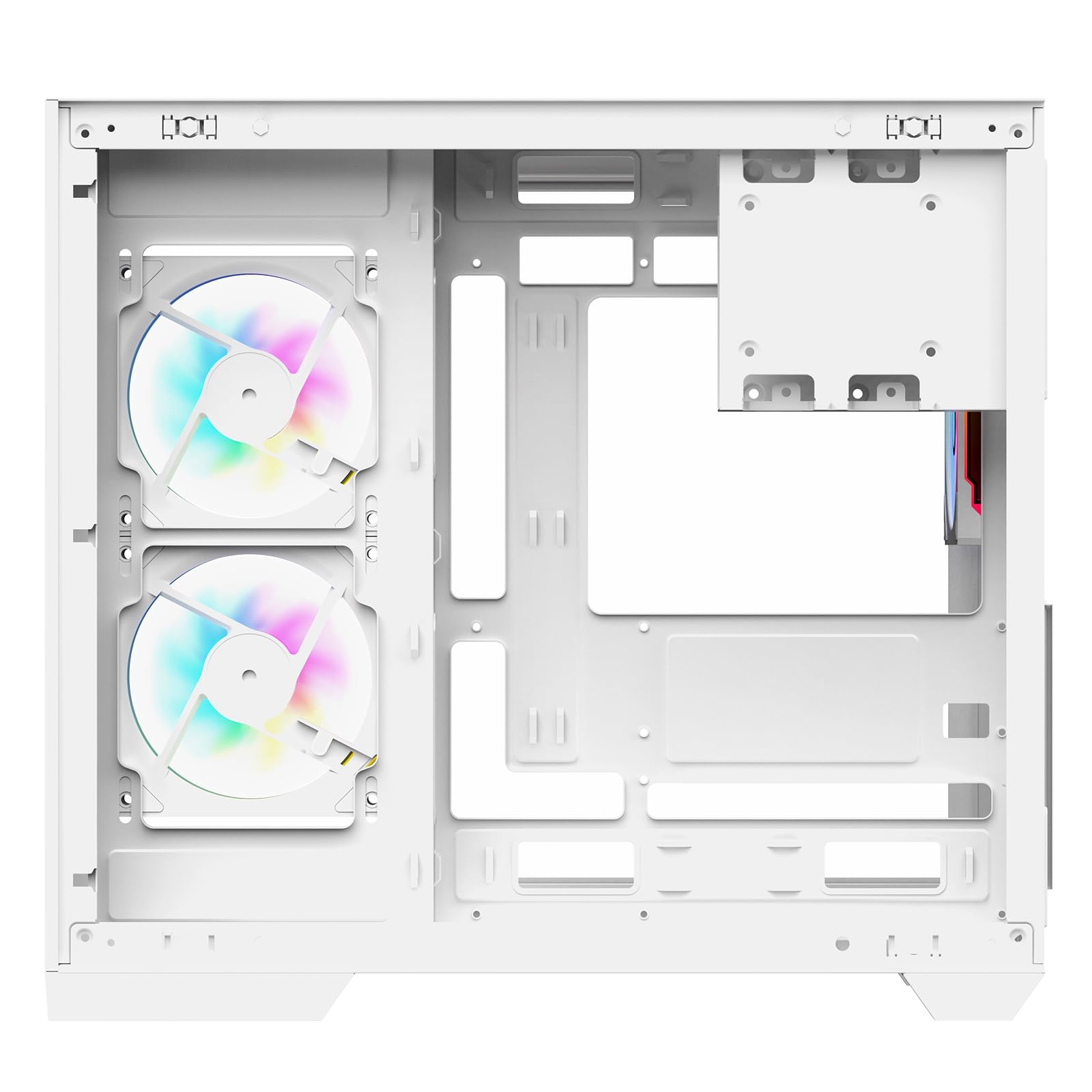 Itek Case Gaming DARK CAVE DS ATX White Edition, 3 Ventole da 12cm ARGB, 2x USB3, 1x Type-C, Vetro Temperato Frontale e Laterale