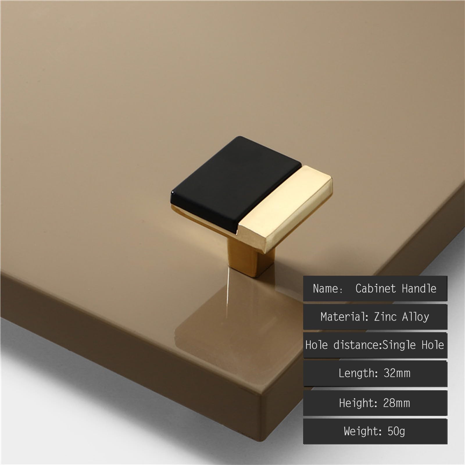 KOVNISE 2 PCS Cabinet Pulls Zinc Alloy Plating Process Simple Modern Style Drawer Pulls for Cabinet Golden Black Cabinet Door Knob for Cabinet Drawers and Wardrobe Doors Drawer (0mm) - Image 2