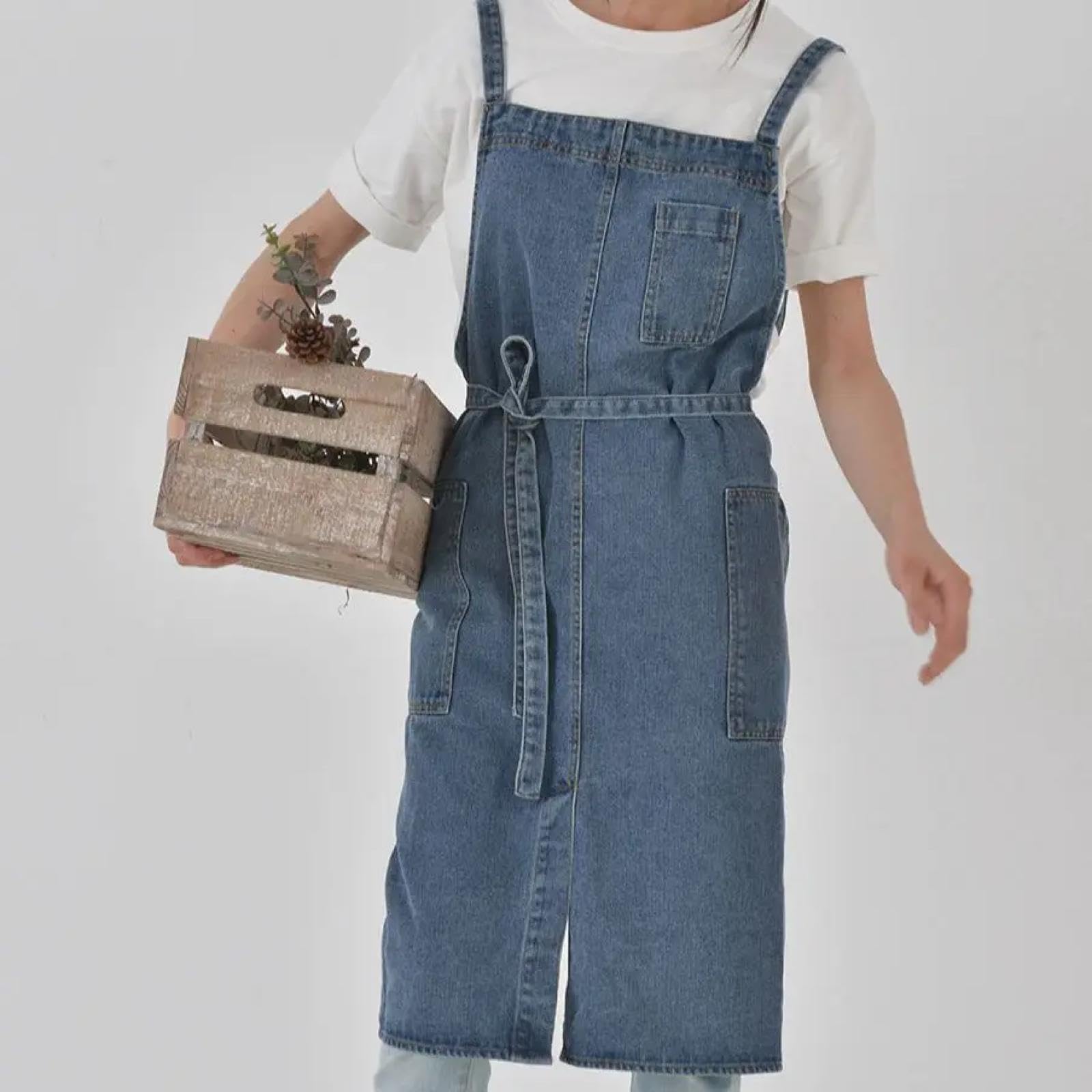 Cuisine Tablier Apron Toile De Coton Épaissie Denim Tablier Tache Résistant Ménage Cuisine Travail Uniforme Bavoir Taille Chef Barman Travail