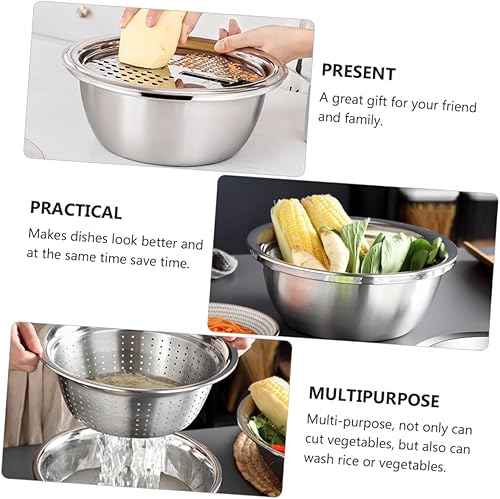 Miniatura 7 de DOITOOL Rallador de acero inoxidable 3 en 1 multifunción con cesta de drenaje para rallador de cocina, rallador juliana, picador, ensaladera para el