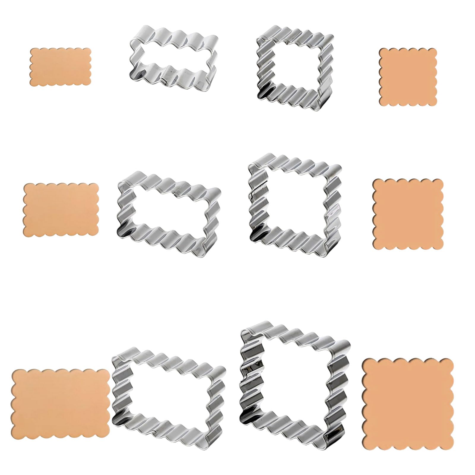 Stainless Steel Cookie Cutter Set, 6PCS Zigzag Rectangle Square Sandwiches Cutters Biscuit Molds,Geometric Frame Cookie Cutters Pastry Molds Perfect for Holiday Baking (Rectangle and Square)