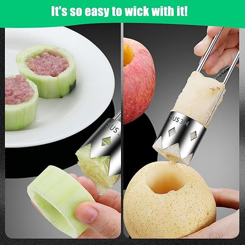 Miniatura 4 de Herramienta descorazonadora de frutas y verduras, descorazonador de semillas de pimiento rojo, descorazonador de frutas de acero inoxidable,