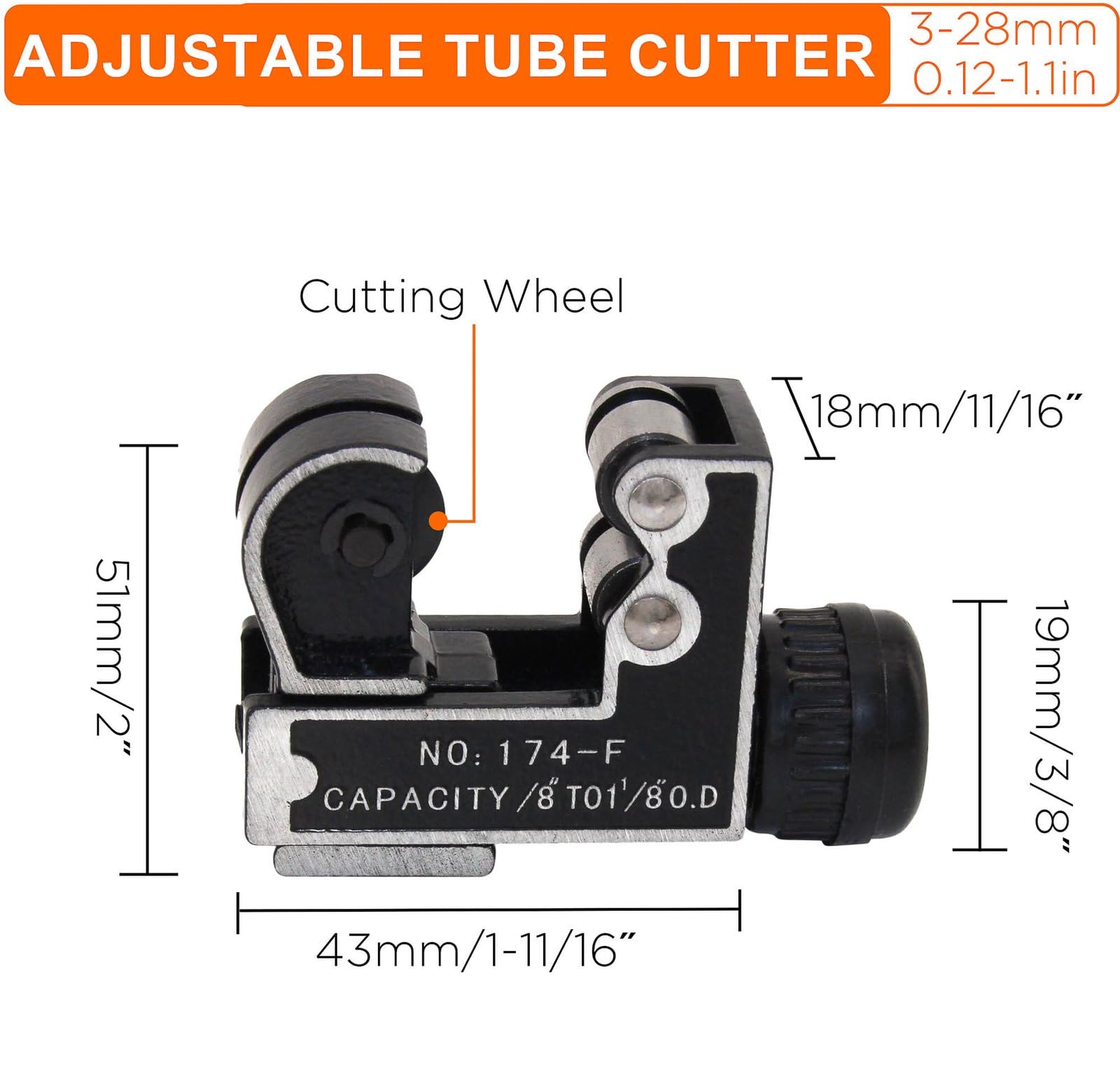 YoiYee Compact Adjustable Tube Cutter, 3-28mm - Precision Mini Pipe Slicer for Copper Brass, and PVC Tubing - Image 2