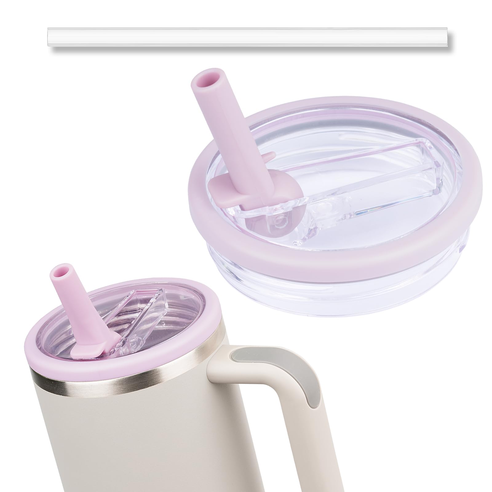 1 Pack 40 oz Tumbler Flip Straw Lid Compatible with Stanley Cup 40oz Tumbler Tumbler Cover Compatible with Stanley Cup Quencher Straw Cover Compatible with Stanley 40 Oz Tumbler (Light Purple)