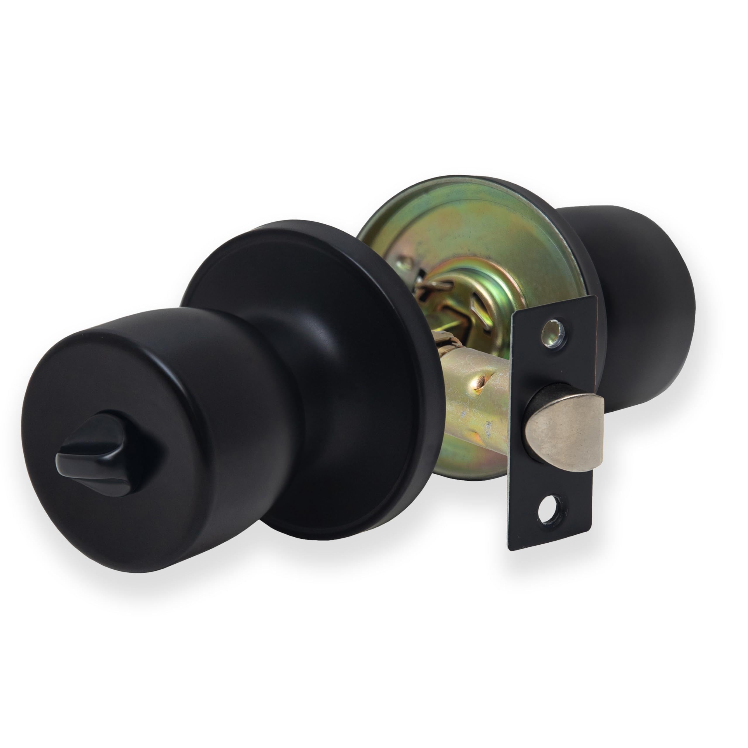 Xfort Black Tulip Privacy Knob Set Matt Keyless Door Knob With Lock For Internal Wooden Bathroom Doors