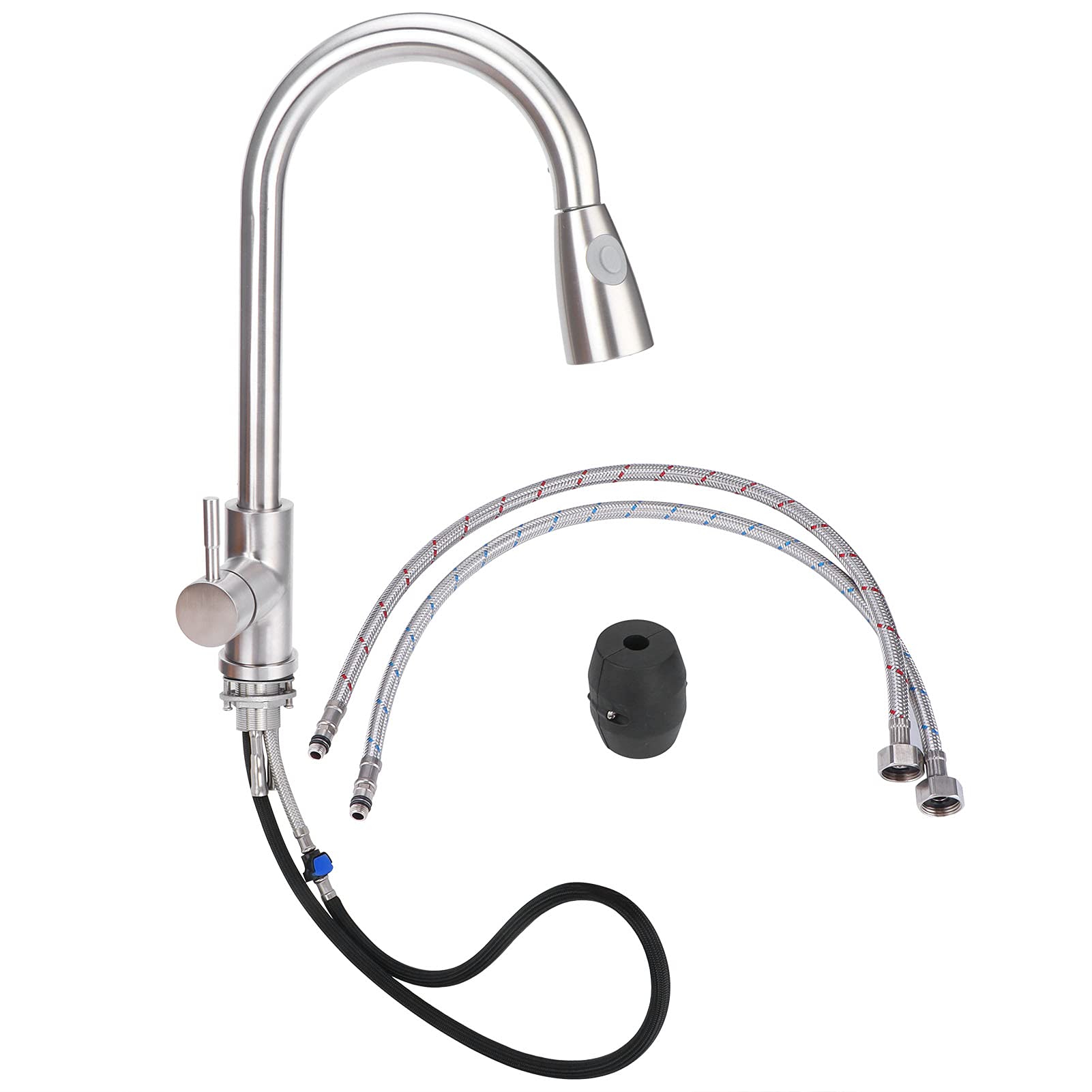 Fdit Grifo de Cocina G3/8, Grifo de Fregadero con Doble Salida de Agua, Extraíble y Telescópico, con Rotación de 360° y 2 Modos de Agua, para Ajuste de Caliente Fría