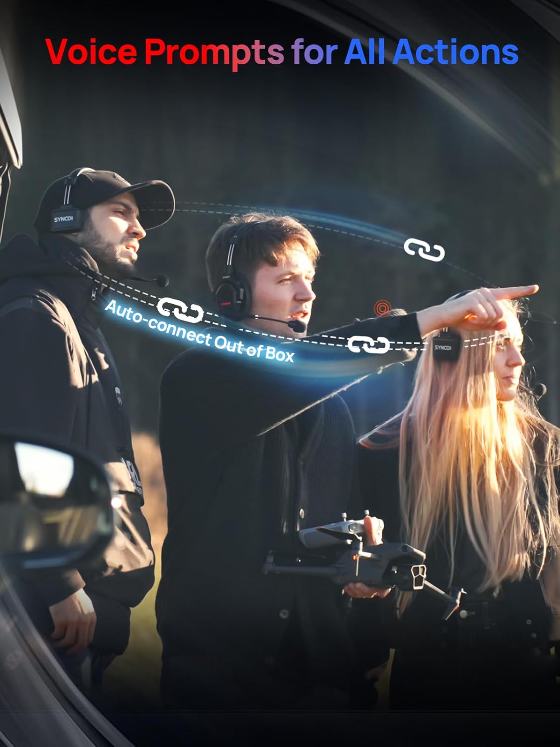 SYNCO XTALK X2 Wireless Intercom Headset System, 2.4GHz Communication Headset for 2-Person with 24H Workingtime 350M/1148FT, Xtalk-Communication-Headsets-Intercom - Image 7