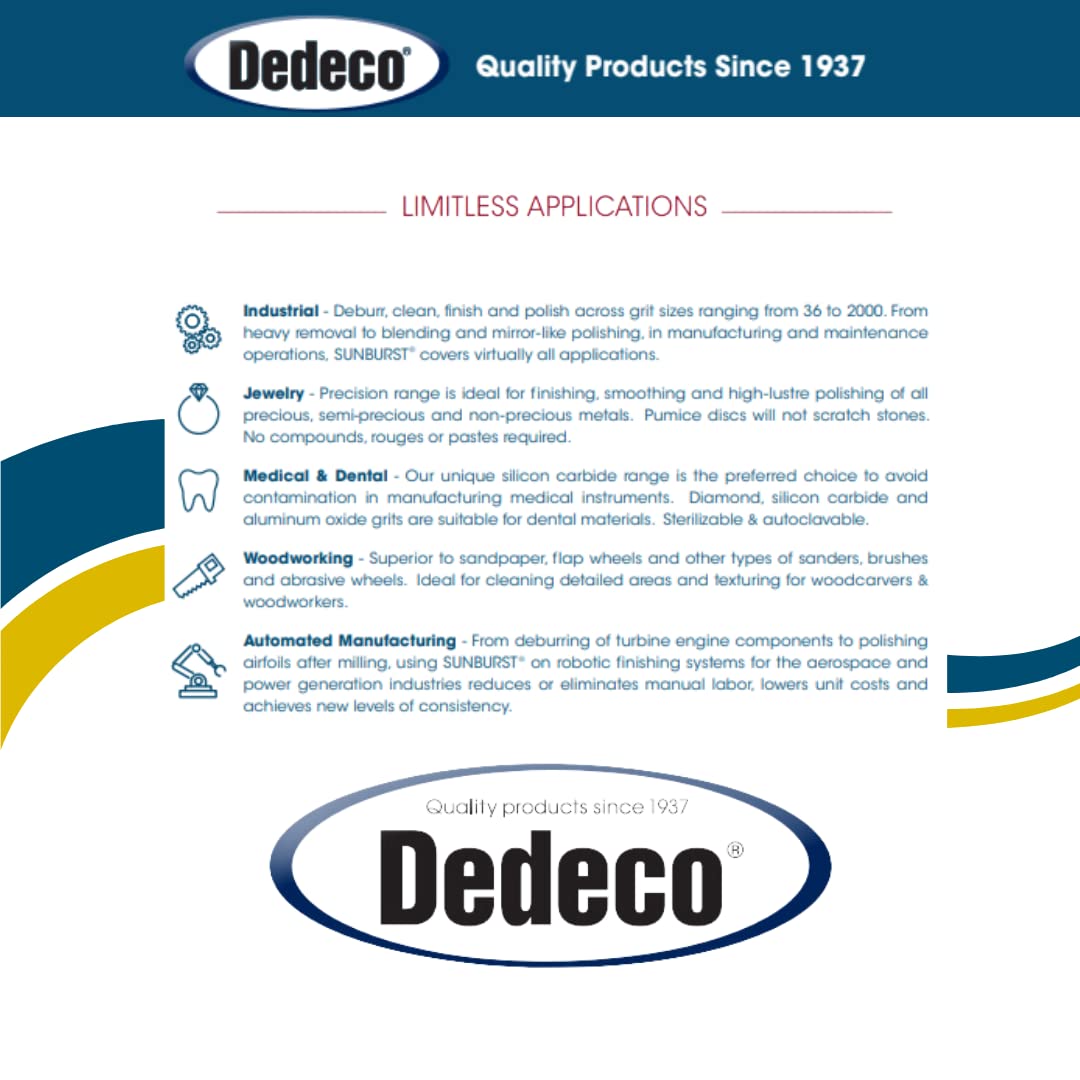 Dedeco Sunburst – Discos de cerdas radiales de 6 capas de 2 pulgadas TC – 1/4 pulgadas Arbor- Herramienta de limpieza y pulido rotativo termoplástico industrial