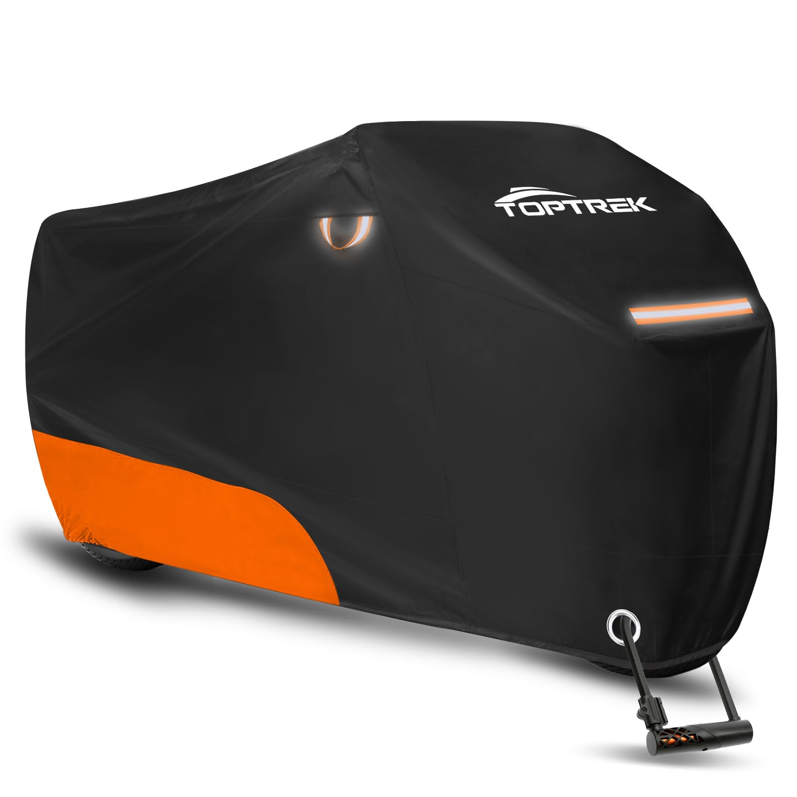 toptrek Motorrad Abdeckplane Outdoor, Motorradabdeckung Wasserdicht aus 210D, Reflektierende Motorradgarage Winterfest, Hochwertige Motorradplane, Abdeckplane Motorrad mit Beutel (245x105x125cm)