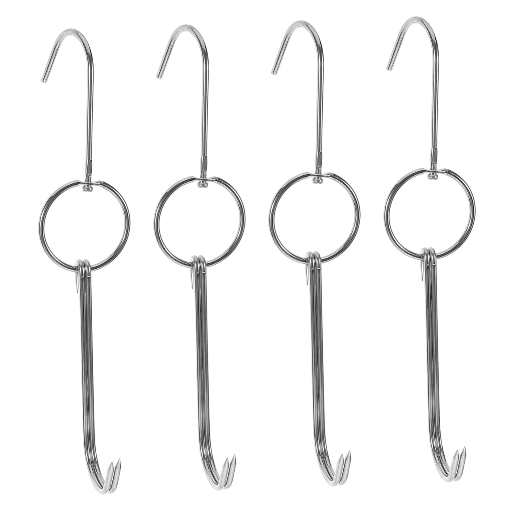 Happyyami Grill Hooks 4 Pack Stainless Steel Double Meat Hooks Poultry Hanging Hooks for Outdoor Cooking Camping and Roasting