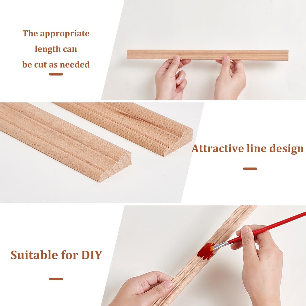 AHANDMAKER 12 piezas molduras de madera para pared, moldura decorativa de madera 3D de 15,75 pulgadas, moldura de ribete de madera para sala de estar, dormitorio, pared, mesa, armario, decoración del