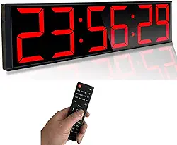 Relógio de parede digital enorme de 66 cm, cronômetro intervalado para academia, com contagem regressiva de segundos, cronômetro, 8 alarmes, luz noturna de 7 cores para