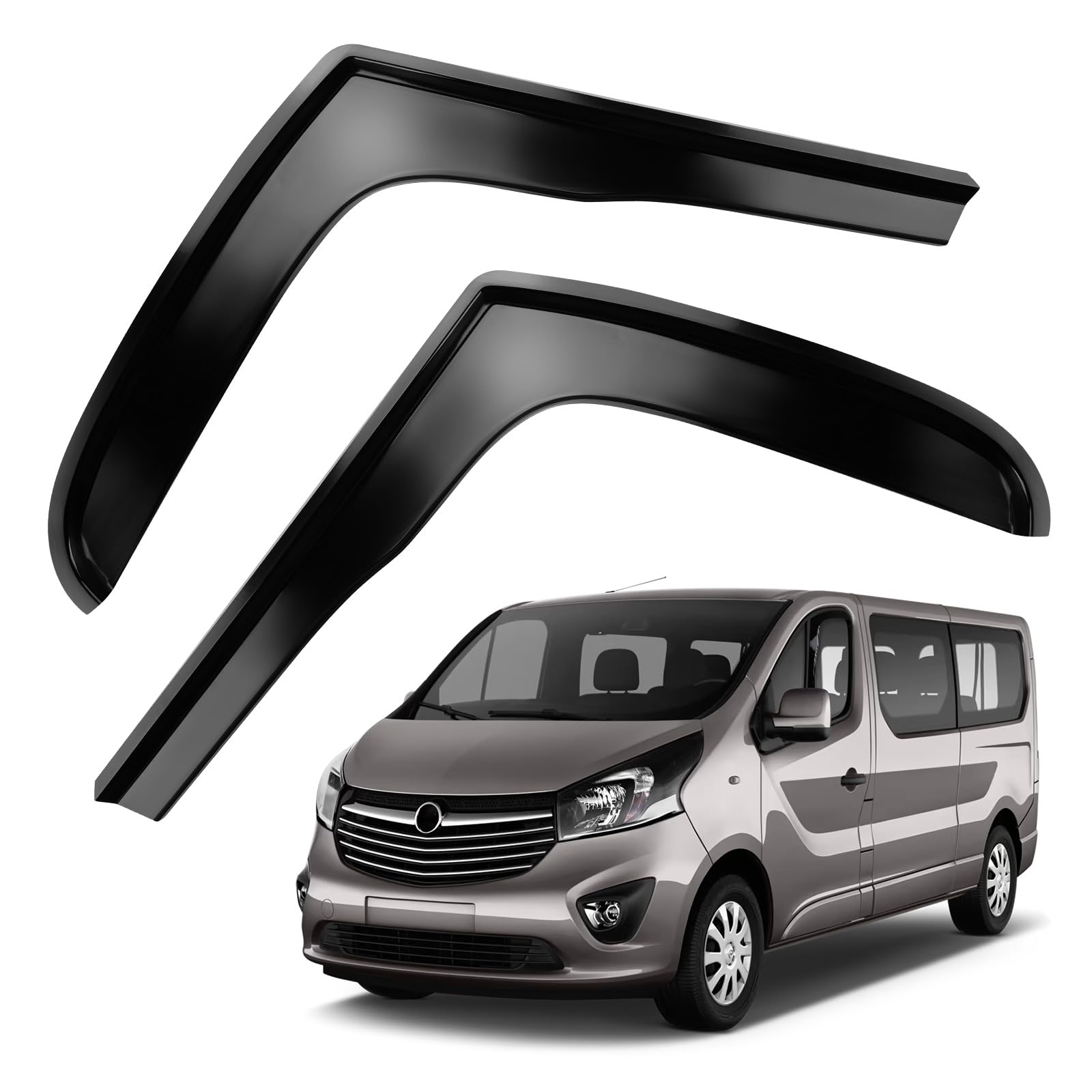 Juego de 2 deflectores de viento para ventanas de repuesto para Renault Trafic 2014-2024, color negro, deflectores de viento y lluvia para ventanillas laterales
