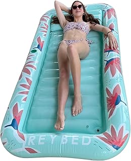 Floral Tanning Pool – Outdoor Lounge Pool I Adult Kiddie Blow Up Pool I Blowup One Person Personal Pool for Relaxation and Sunbathing Adult Suntan Tub