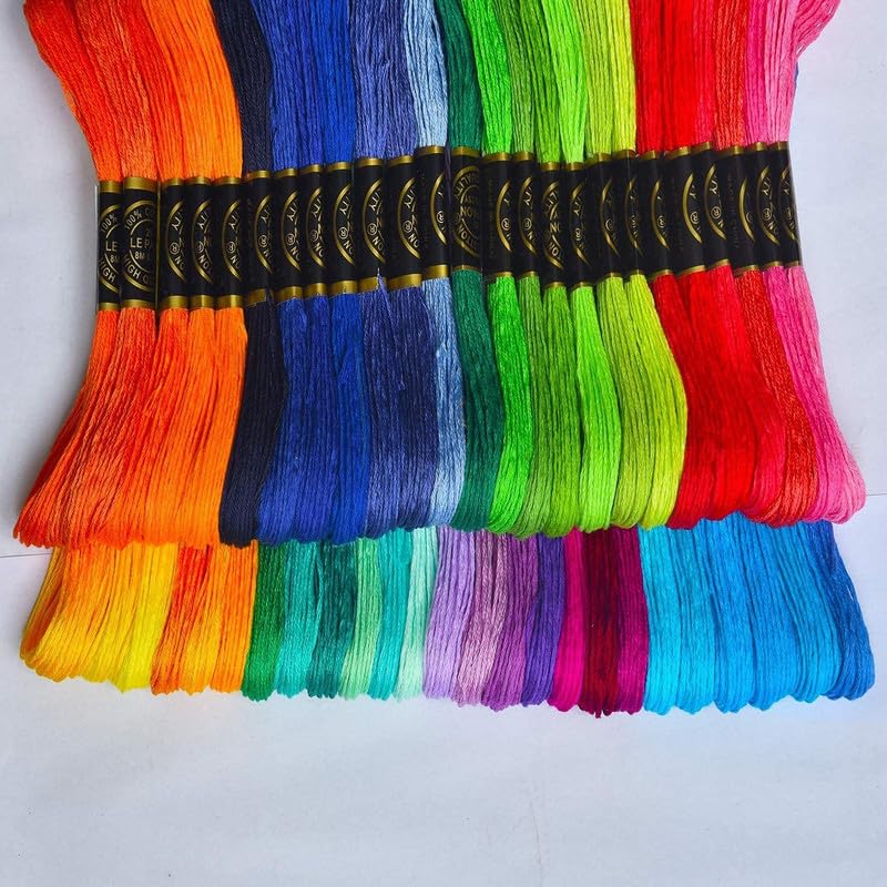Aakriti Rainbow Embroidery Floss Skeins Friendship Bracelets Floss Embroidery Thread Cross Stitch Floss, Mixed Colour Thread for DIY Craft Work Color May Vary (25pcs Embroidery Thread) 3