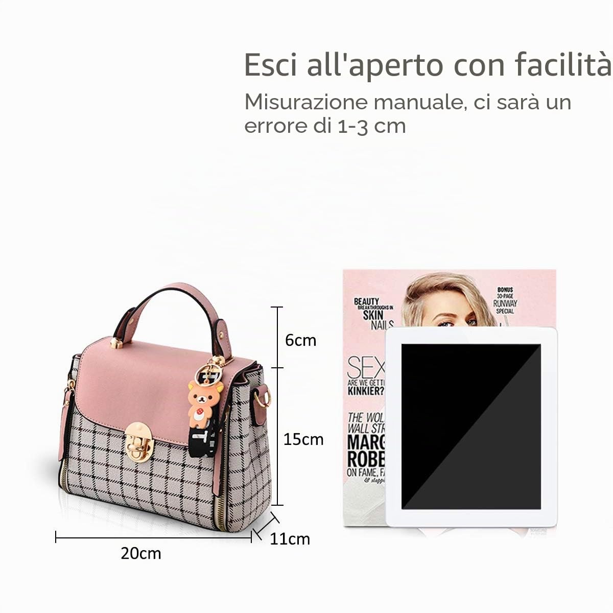 NICOLE & DORIS Borse da donna Borsa a Tracolla Piccola Simpatica Borsa a Spalla Borsetta in PU Pelle Borsa con Cerniera Moda Borsa a Mano rosa