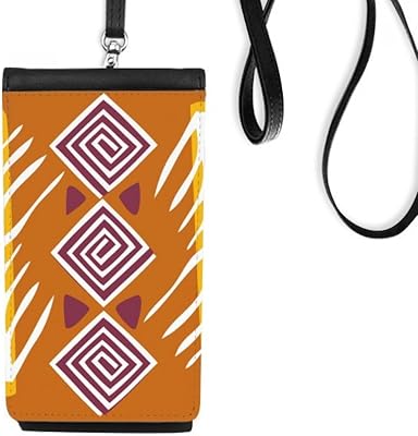 Brown Line Mexico Totems Ancient Civilization Phone Wallet Purse Hanging Mobile Pouch Black Pocket