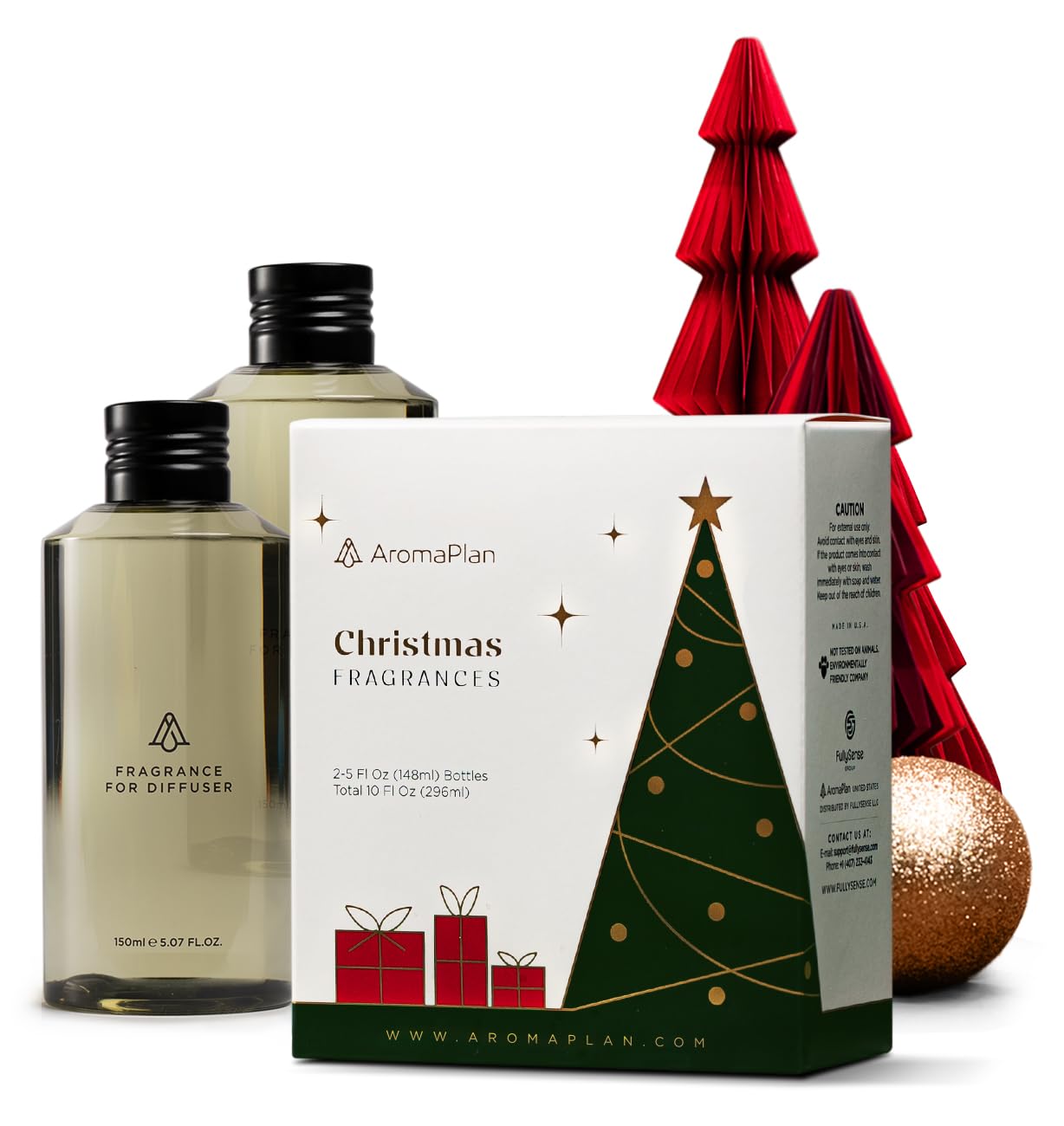 AromaPlan Hotel Scents Cinnamon & Pine Forest Christmas Kit (5 Fl Oz, 2 Pack)-Luxury Aroma & Hotel Diffuser Oil for Aromatherapy- USA Made, Bigger Bottle & Longer Lasting Fragrance