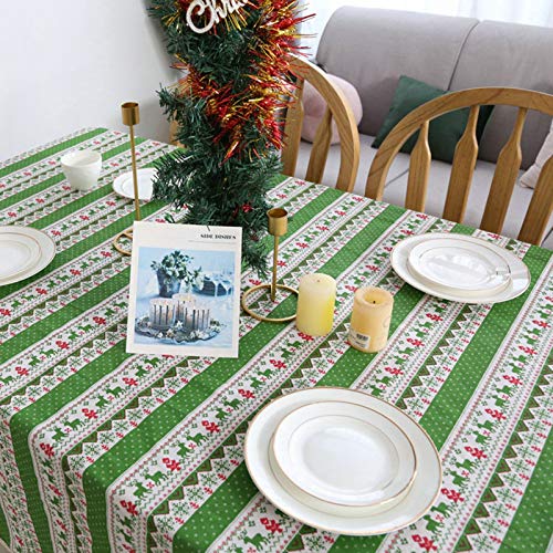 Nappe Noël cerfs moderne pour réveillon en famille vert 100x160cm