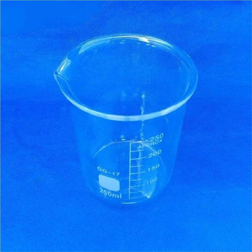 Probeta graduada de vidrio, Vaso de precipitados forma baja borosilicato transparente 250 ml con taza medidora GG-17 del canalón 70x98 mm