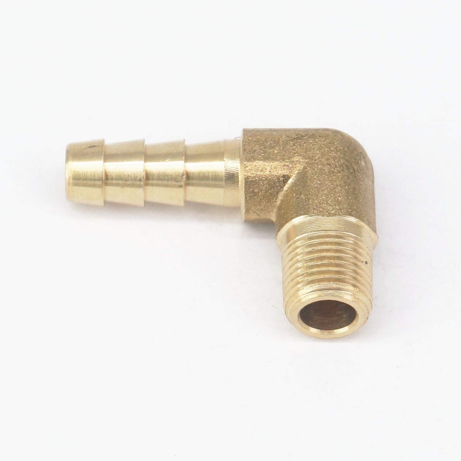 AARTERZZA 1/8" NPT Male x 1/4" Hose Barb Tail Elbow Brass Fuel Fitting Connector Adapter