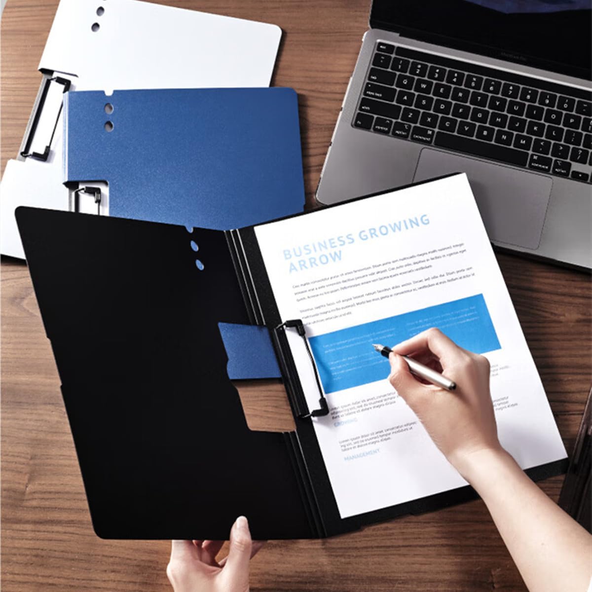 Porte-Blocs A4 Pliables, Lot de 6 Presse-papiers Avec Couvercle, Dossier Presse-papiers pour Hôpital, Bureau, école, Entreprise - Noir