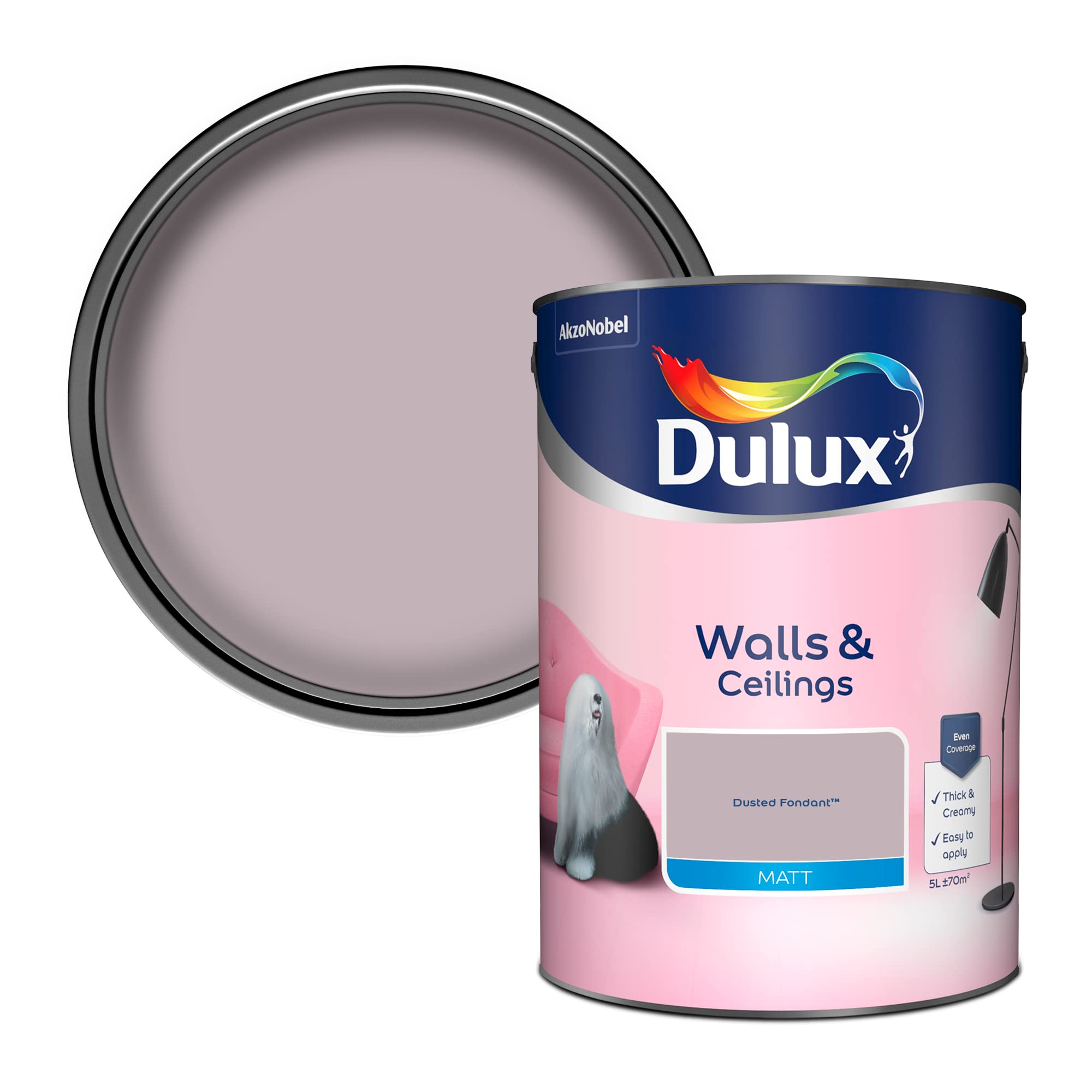 Dulux Dusted Fondant Walls & Ceilings Matt Emulsion Paint - 5L