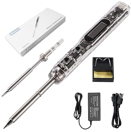 68W Electric Soldering Iron, SEQURE SI012 Pro Digital Soldering Tools with OLED Display, Auto Start Heating, 19V Power Adapter, PD/QC Charging, 2 Tips