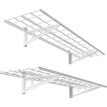 FLEXIMOUNTS 1' x 4' White 2-Pack 1x4ft 12-inch-by-48-inch Wall Shelf Garage Storage Rack, 12" x 48"