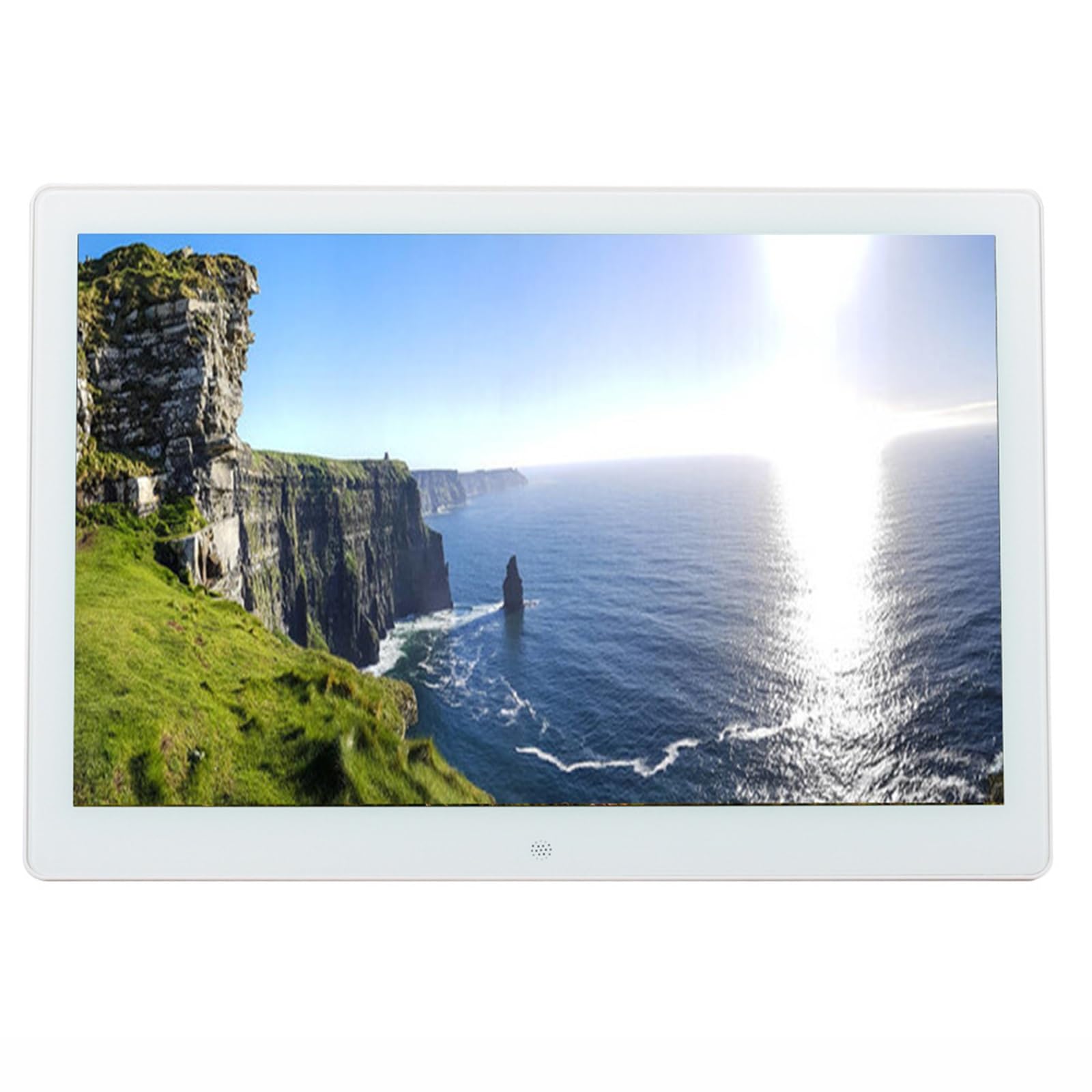 MYUYEE 15.4-Inch Hd Digital Photo Frame - Mirrored Design, With Video, Music, And Photo Playback Functions (White)