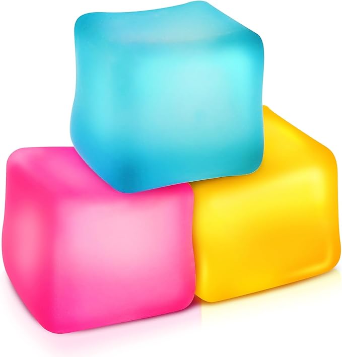 Fidget Toys Stress Cube 3 Pack: High Density Gel Filled Sensory Toys, 2.1 Cube, Anxiety Relief Squishy Fidget Toys, Stress Balls for Adults Kids Children Teens, Fidgets for Classroom