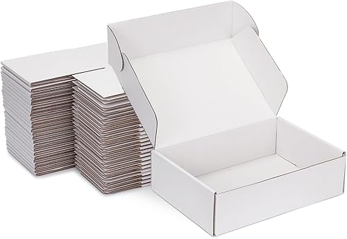 Cajas de envío pequeñas de 9 x 6 x 2 pulgadas (paquete de 25) Cajas de cartón corrugado blancas resistentes para pequeñas empresas, comercio