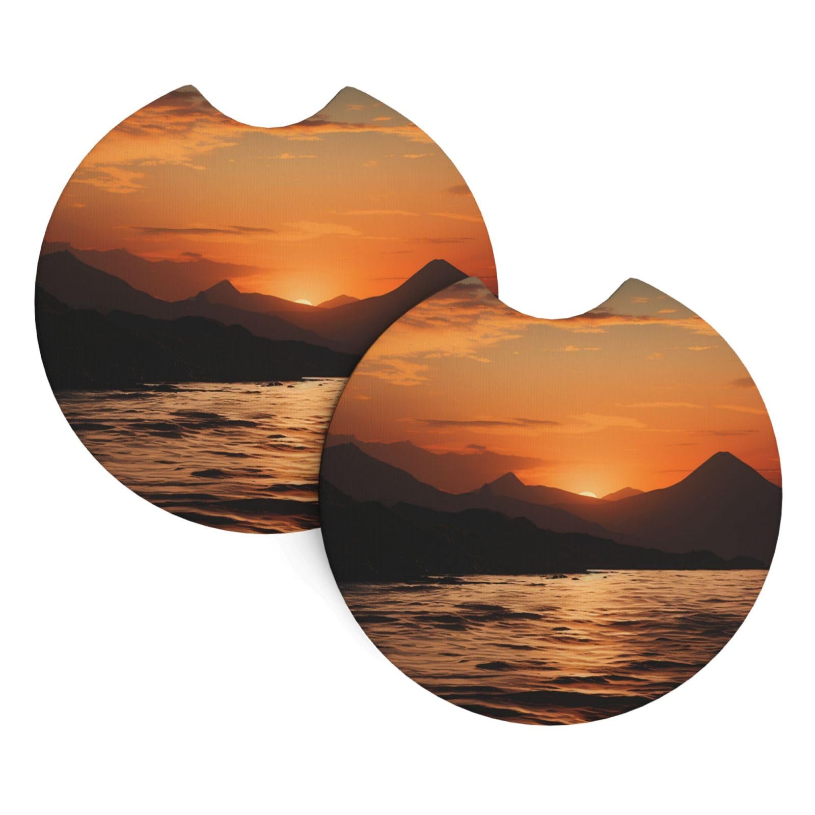 2 Pack Car Coaster for Cup Holders Mountain and Water at Sunset Car Cup Coaster 2.7" Neoprene Non-Slip Automotive Cup Mat Universal Auto Car Interior Accessories for Women Men Cup Pad
