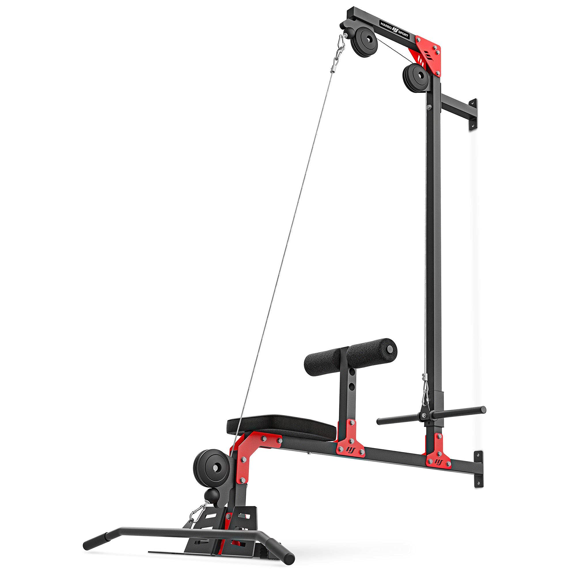Marbo Sport - Latzug Station, Klimmzugstange Hantelbank - Kraftstation für Zuhause - LAT-Machine MH-W102 2.0 - Sportgeräte Fitnessgeräte für Zuhause - Kabelzugstation Kabelturm Homegym Trainingsgeräte