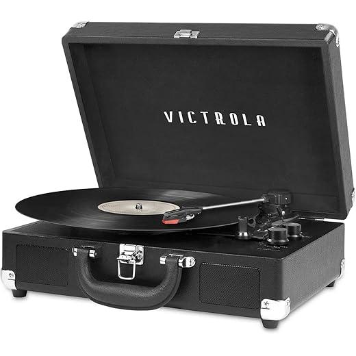 Victrola Nostalgic 3-Speed Vintage Bluetooth Suitcase Turntable, Black