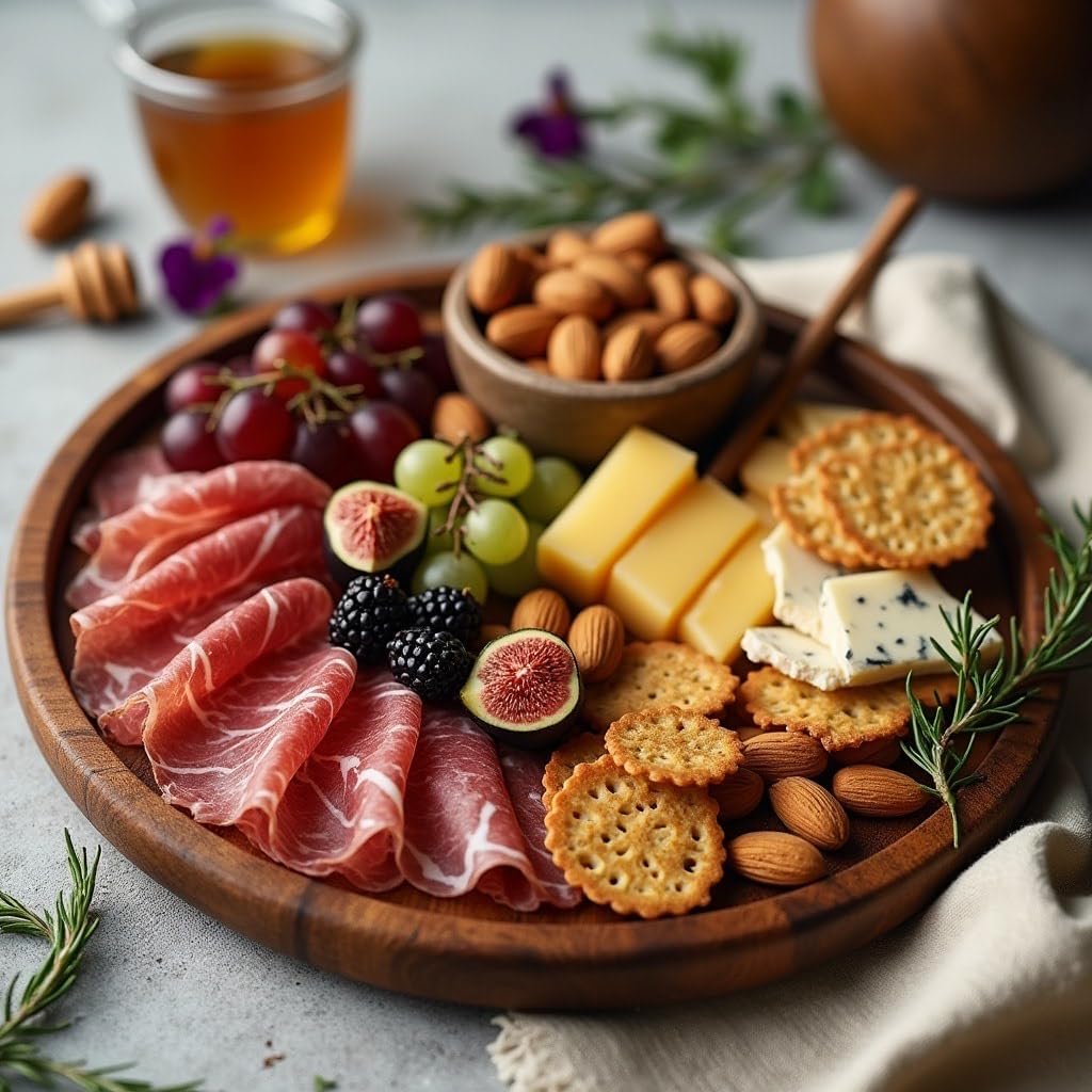 Natural Wood Plates. Wooden Charcuterie Platter-Cheese and Cold Cuts Board, Rustic Centerpiece, Decorative Appetizer Serving Tray-Ideal for Gifts and Gatherings. Acacia, 12 Inch