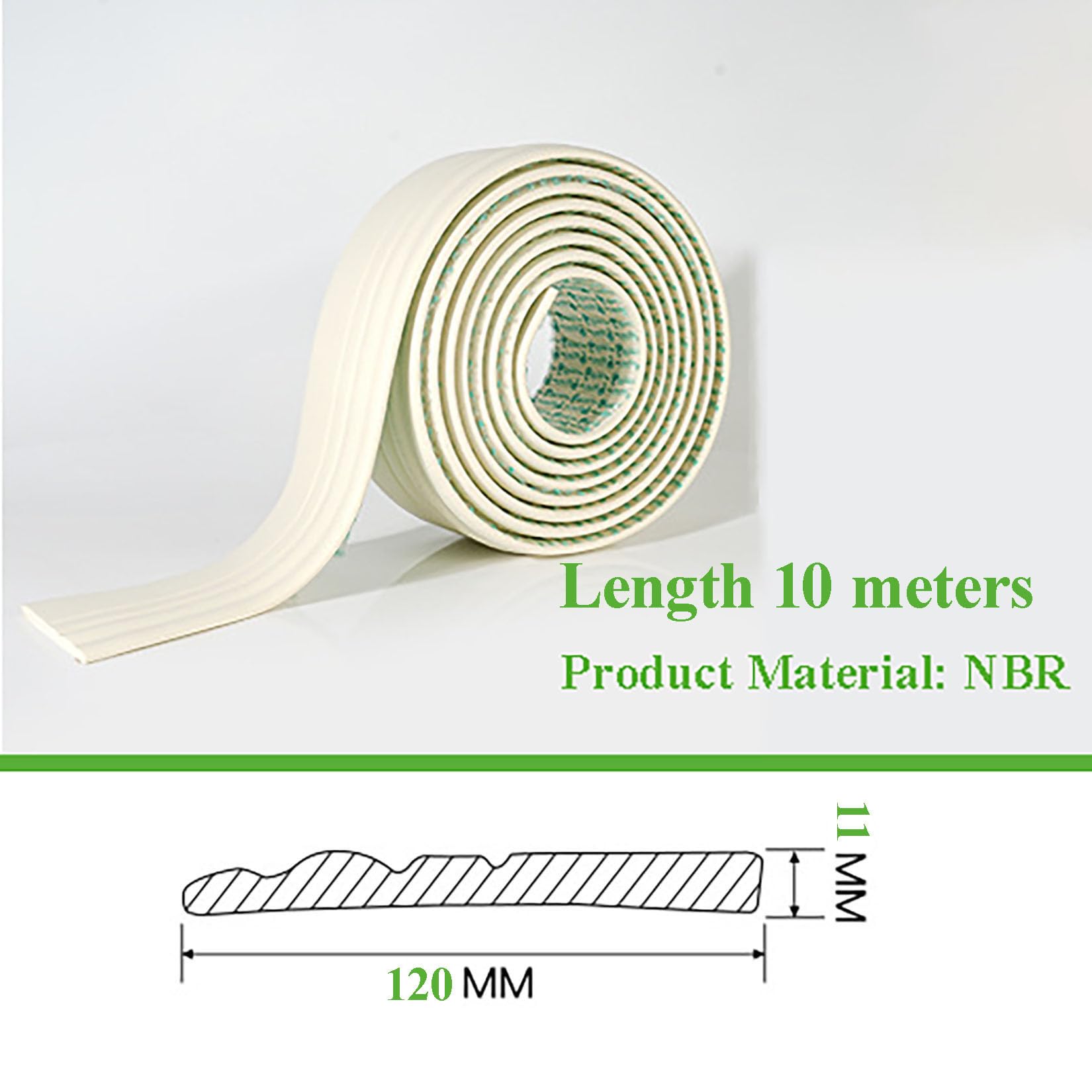 Rodapié blando autoadhesivo,120mmx11 mm,10 m,NBR,rodapié flexible,Molduras de Pared Protector Esquinas,tira flexible fácil de cortar,cinta de sellado de juntas,para salón,baño,cocina