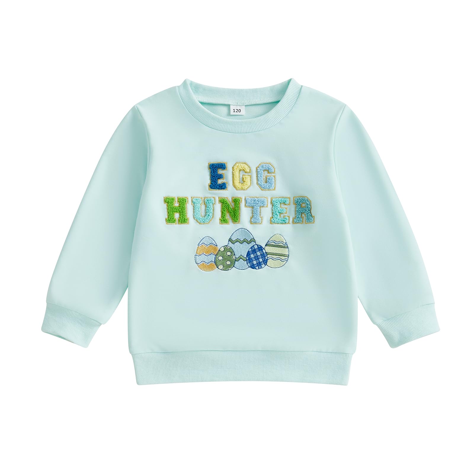 Finegoodwei Easter Baby Girl Boy Sweatshirts Letter Eggs Embroidery Long Sleeve Pullovers Toddler Spring Tops Clothes (Green, 4-5 Years)